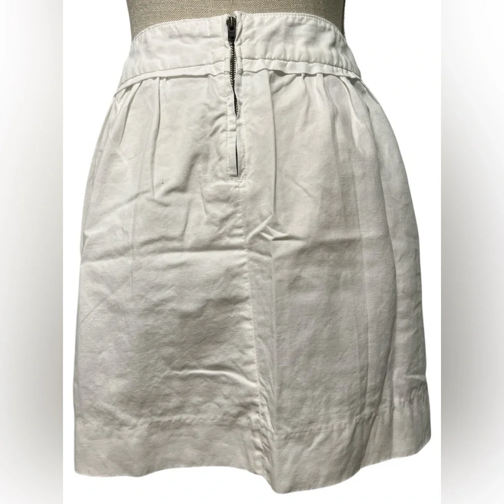 Crew Cotton Linen White/Ivory Front Pockets Zipper Closure Short Skirt Sz/6